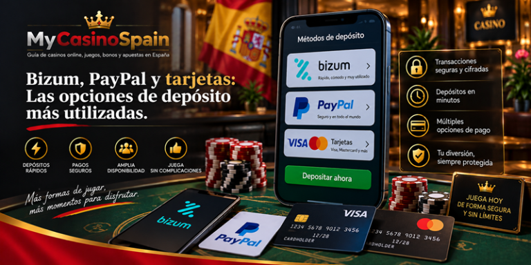 Bizum PayPal y tarjetas Las opciones de depósito más utilizadas